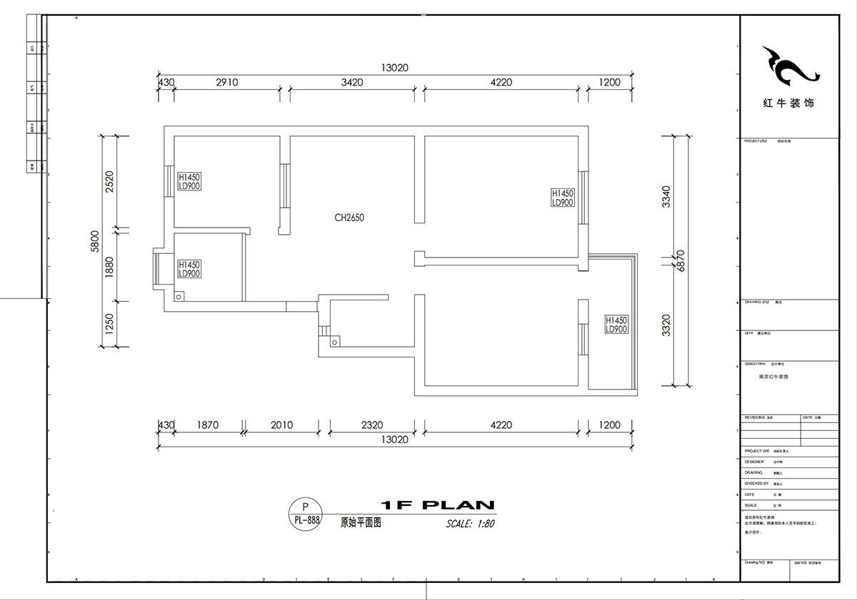 刘小勇｜龙蟠中路466号401室-83㎡-现代简约风格｜2室2厅1卫｜老房装修｜定制家｜全包10万｜00_01原始结构图